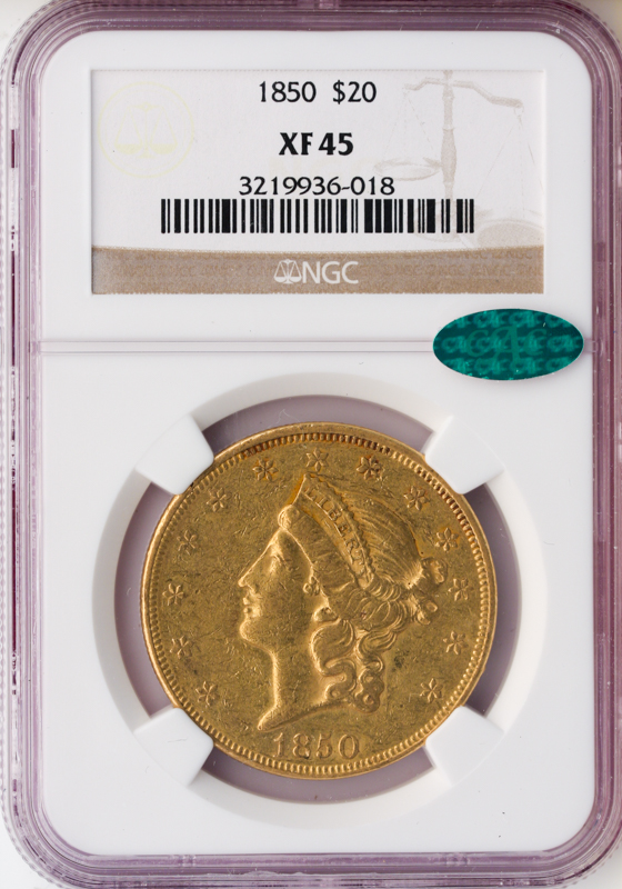 1850 $20 Liberty NGC XF45 CAC 1850 $20 Liberty NGC XF45 CAC