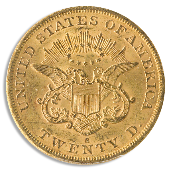 1864-S $20 Liberty PCGS MS60 CAC