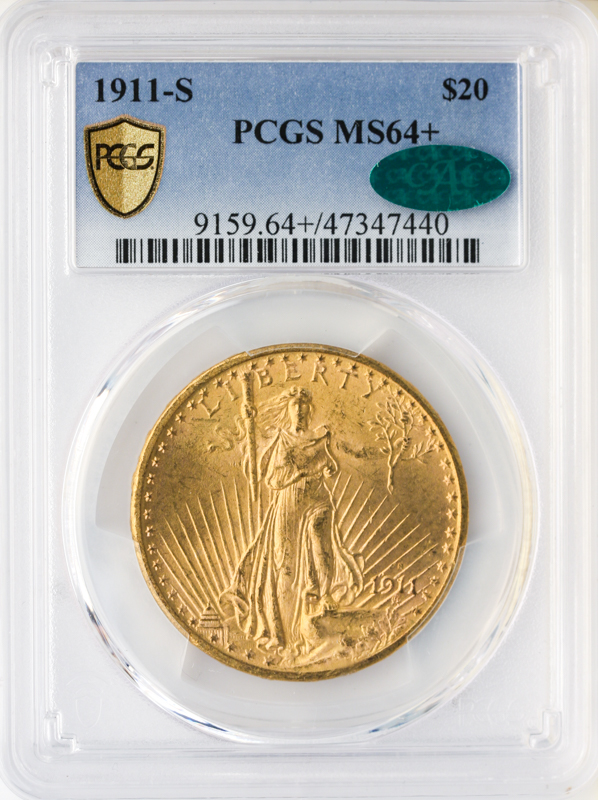 1911-S $20 Saint Gaudens PCGS MS64 CAC +