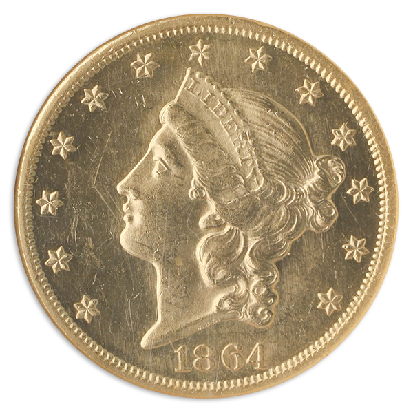 1864 $20 Liberty S.S. REPUBLIC NGC MS61 CAC