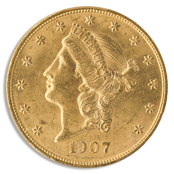 1907-D $20 Liberty CAC Graded MS63