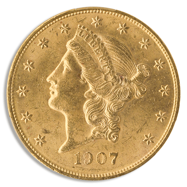 1907-D $20 Liberty CAC Graded MS63