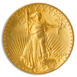 1907 $20 Saint Gaudens High Relief Wire Edge PCGS MS65