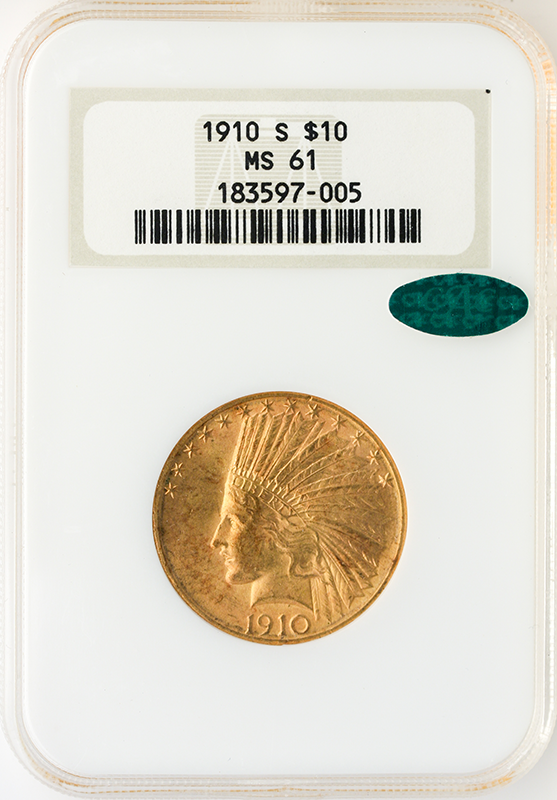 1910-S $10 Indian NGC MS61 CAC