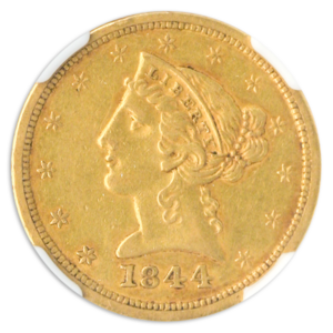 1844-O $5 LIberty NGC AU55 CAC