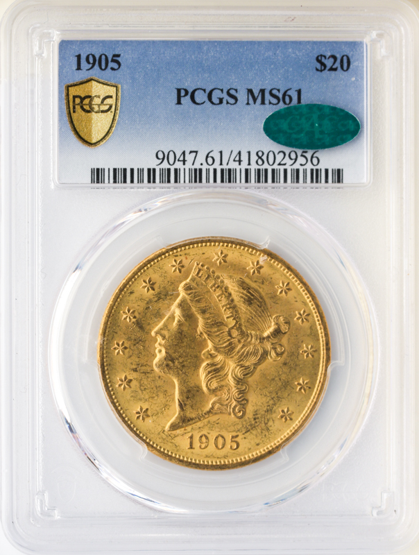 1905 $20 Liberty PCGS MS61 CAC