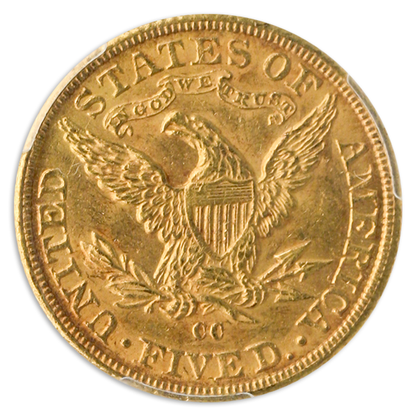 1890-CC $5 Liberty PCGS MS62 CAC