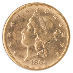 1864-S $20 Liberty S.S. REPUBLIC NGC AU58