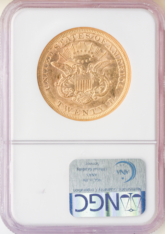 1864-S $20 Liberty S.S. REPUBLIC NGC AU58