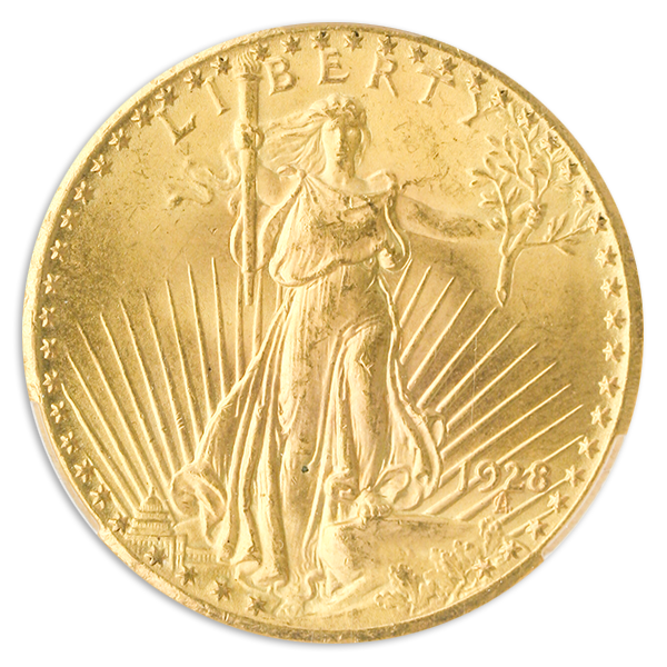 1928 $20 Saint Gaudens CACG  MS66