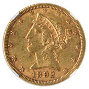 1892-CC $5 Liberty NGC AU58 CAC