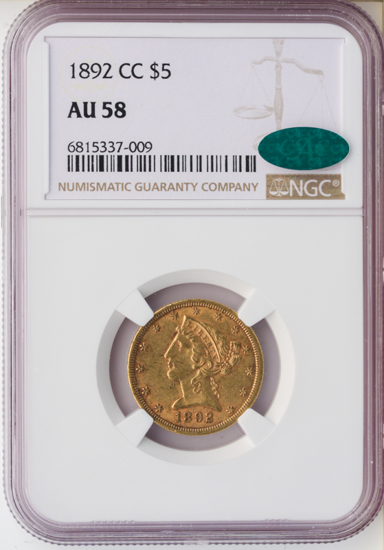 1892-CC $5 Liberty NGC AU58 CAC