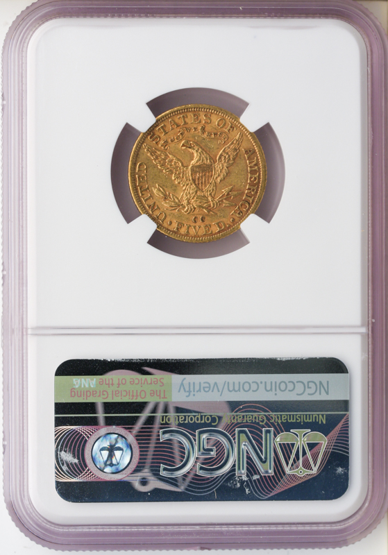 1892-CC $5 Liberty NGC AU58 CAC