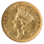 1854 $3 NGC AU55 CAC