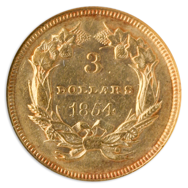 1854 $3 NGC AU55 CAC