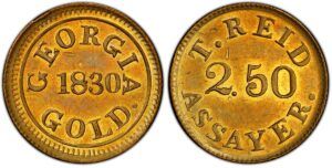 Templeton Reid $5 gold coin obverse and reverse loose