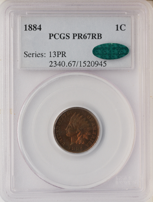 1884 Indian Head Cent PCGS PR67 Red Brown CAC
