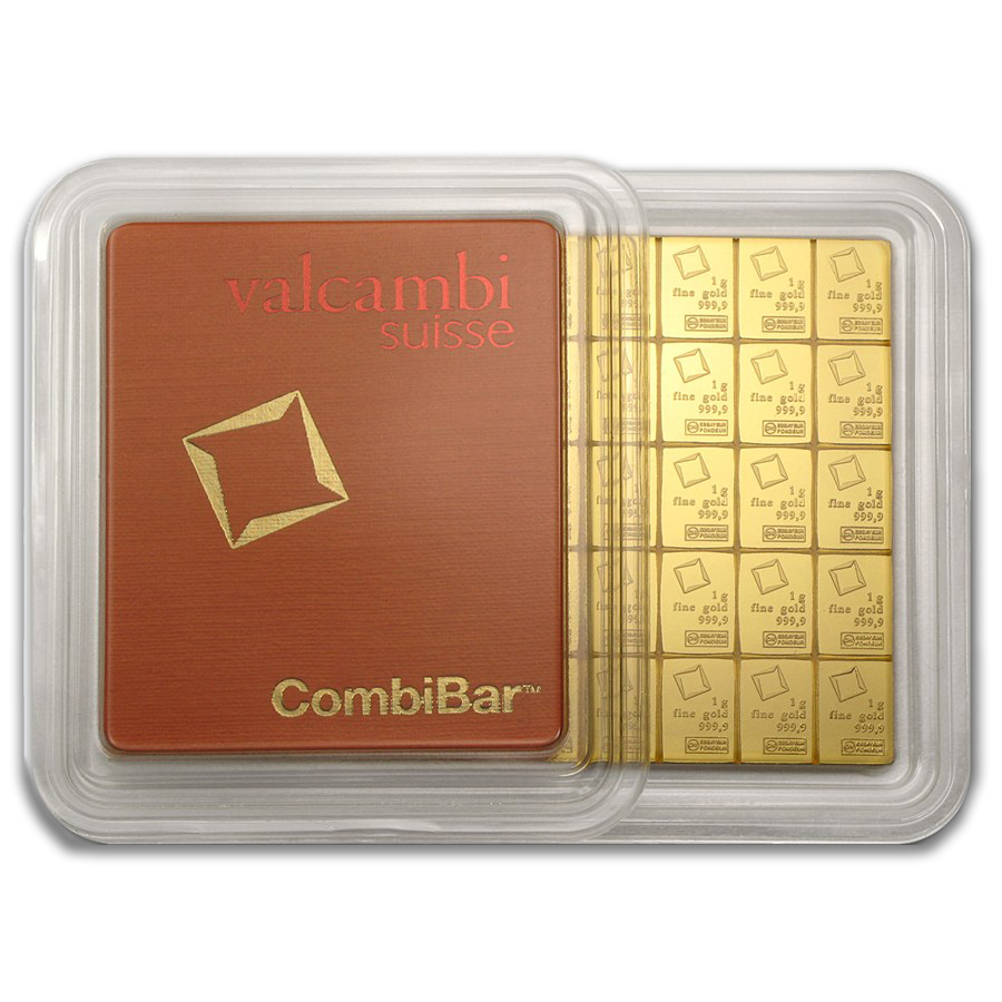 50 gram Combi Valcambi Gold Bar (New w/Assay, Types Vary)