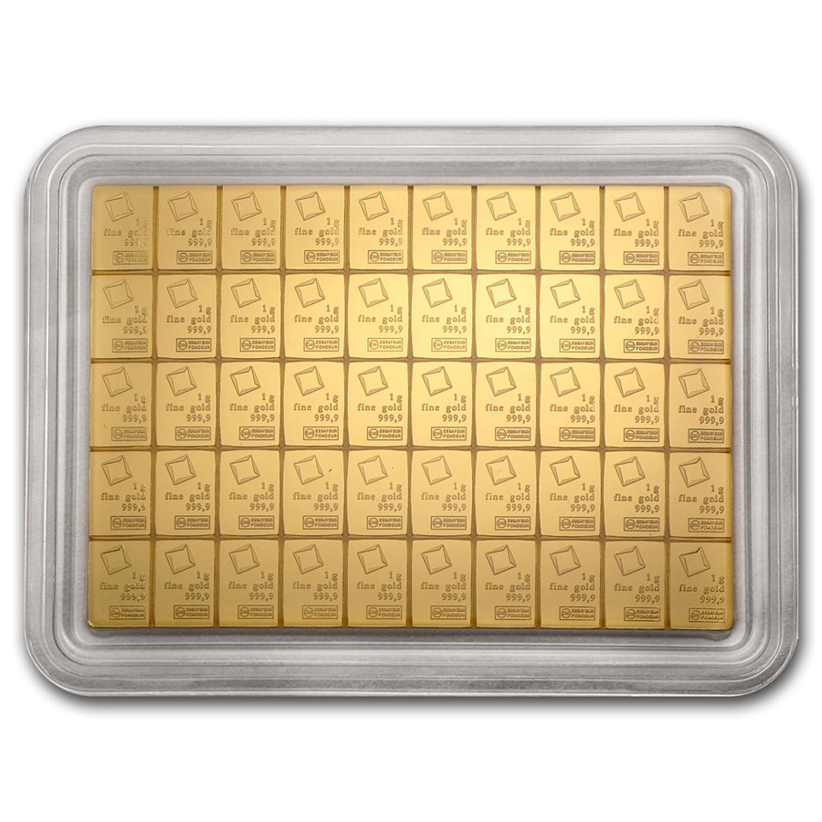 50 gram Combi Valcambi Gold Bar (New w/Assay, Types Vary)