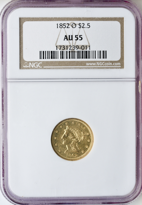 1852-O $2 1/2 Liberty NGC AU55