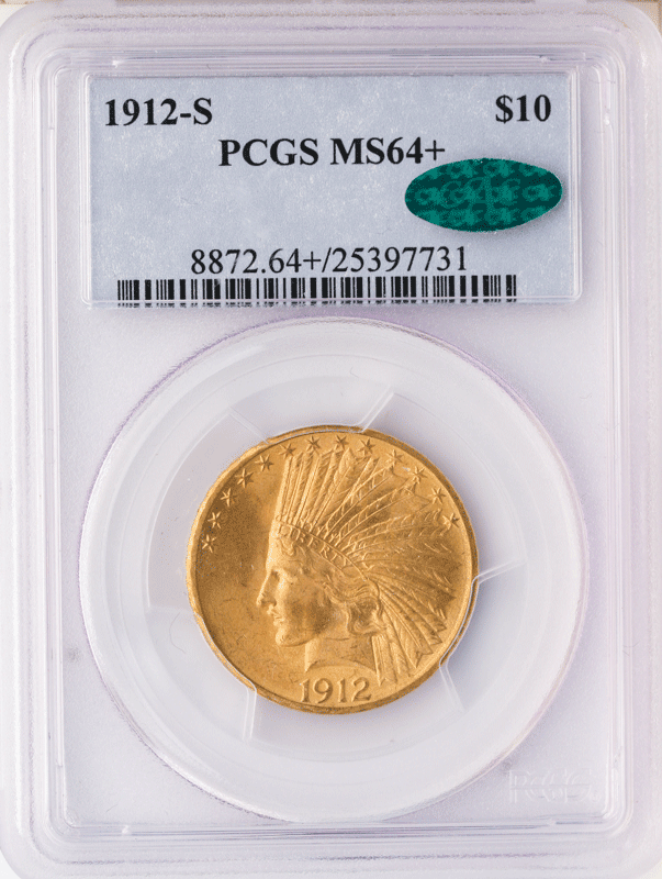 1912-S $10 Indian PCGS MS64 CAC + 1912-S $10 Indian PCGS MS64 CAC +