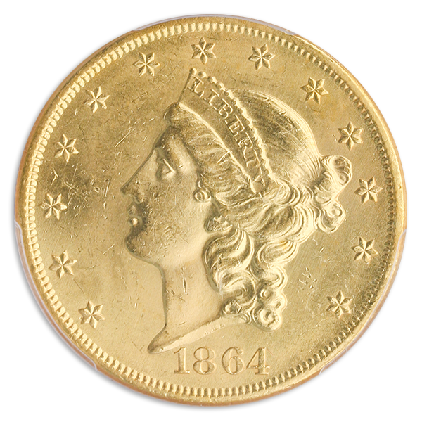 1864 $20 Liberty S.S. Republic PCGS MS62 CAC
