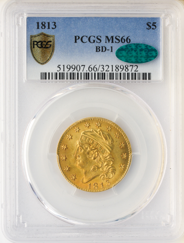1813 $5 Capped Bust PCGS MS66 CAC