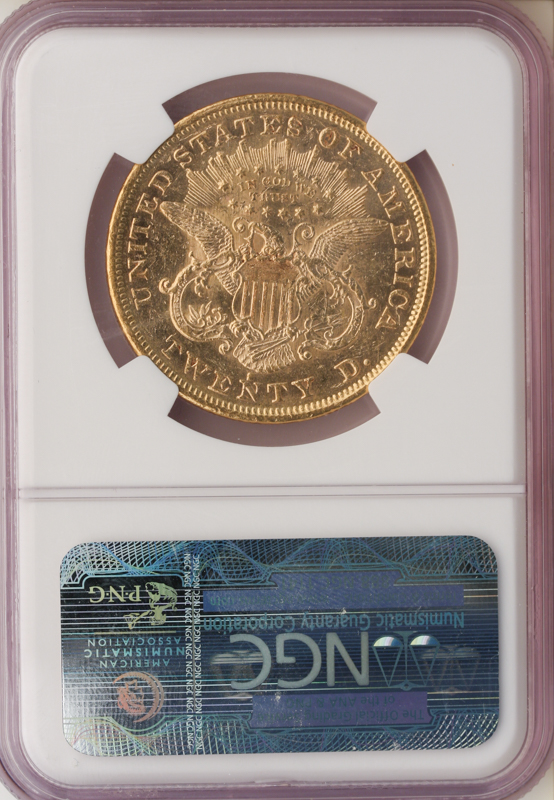 1872-S $20 Liberty NGC MS60 CAC