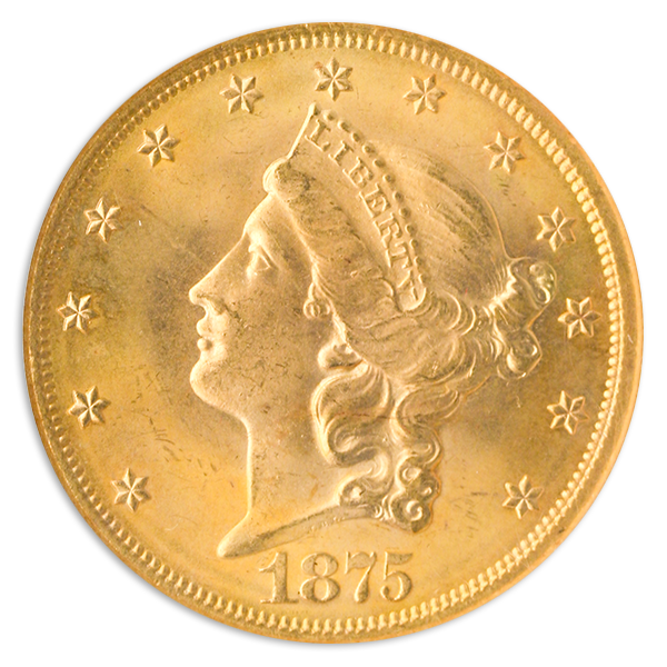 1875 $20 Liberty NGC MS66 CAC