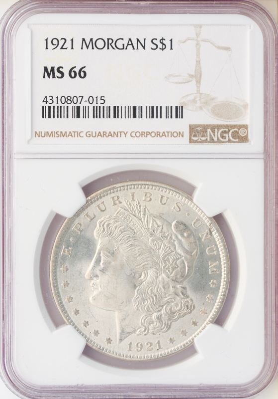 1921 Morgan $1 NGC MS66