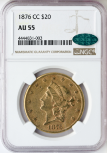 1876-CC $20 Liberty Gold Coin NGC AU55 CAC