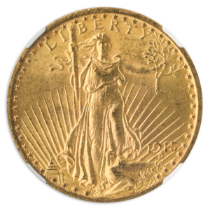 1915 $20 Saint Gaudens NGC MS63 CAC