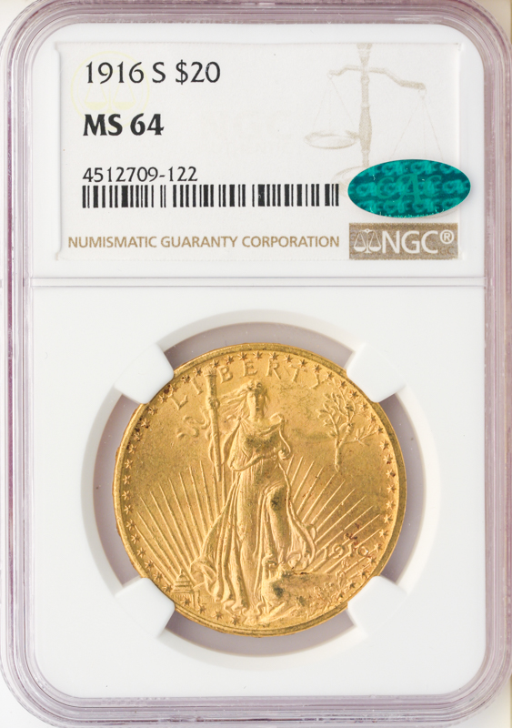 1916-S $20 Saint Gaudens NGC MS64