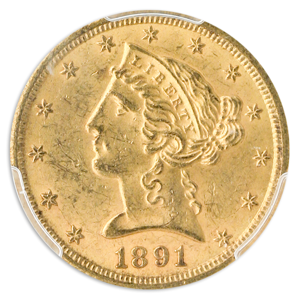 1891-CC $5 Liberty PCGS MS62 CAC