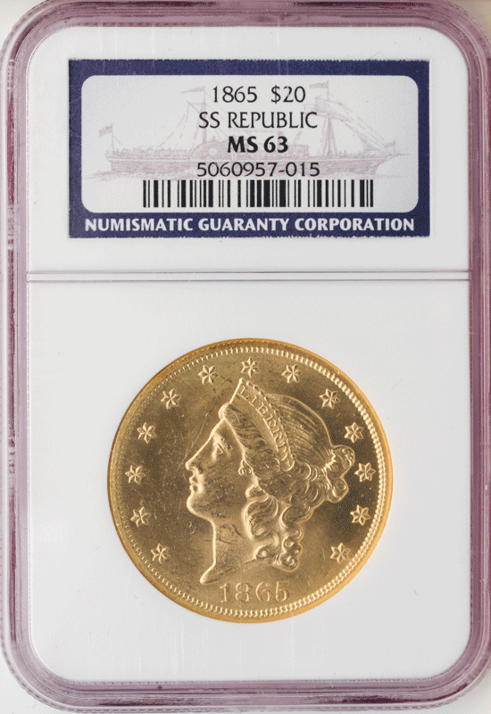 1865 $20 Liberty SS Republic NGC MS63 1865 $20 Liberty SS Republic NGC MS63
