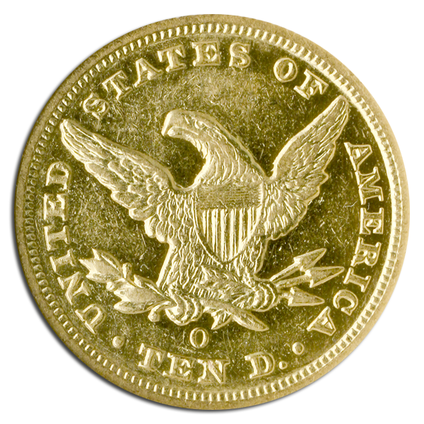 1854-O $10 Liberty SS Republic Large Date NGC AU55