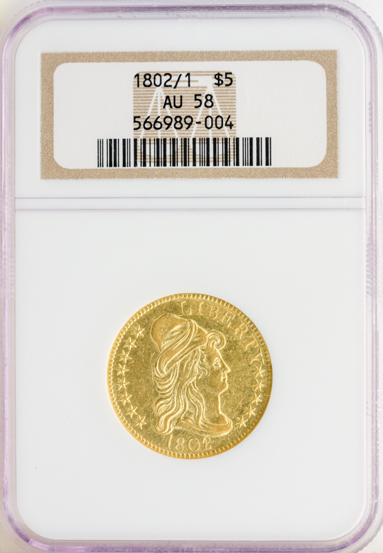 1802/1 $5 Draped Bust NGC AU58