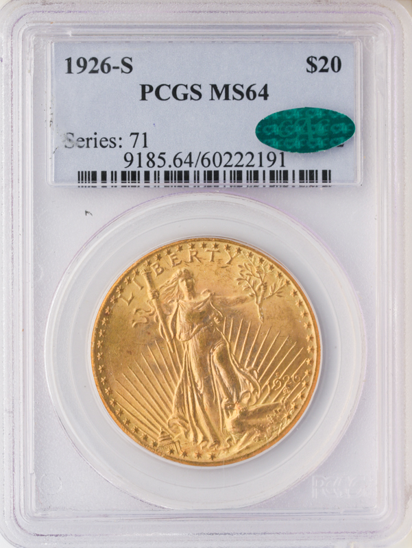 1926-S $20 Saint Gaudens PCGS MS64 CAC