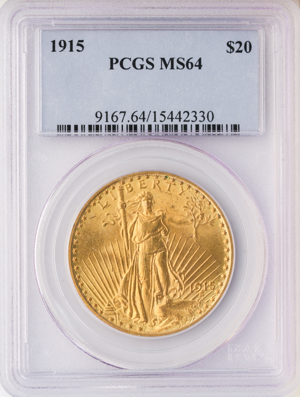 1915 MS64 Saint Gaudens coin obverse slab