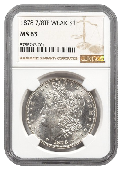 1878 7/8 Tail Feathers Morgan $1 NGC MS63 Weak