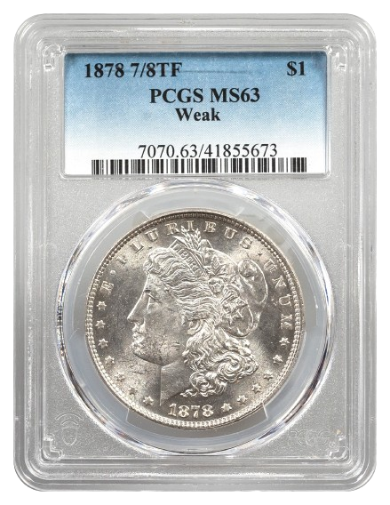 1878 7/8 Tail Feathers Morgan $1 PCGS MS63 Weak