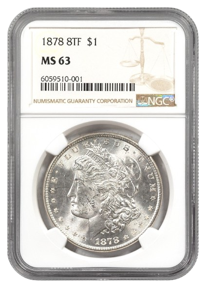1878 8 Tail Feathers Morgan $1 NGC MS63