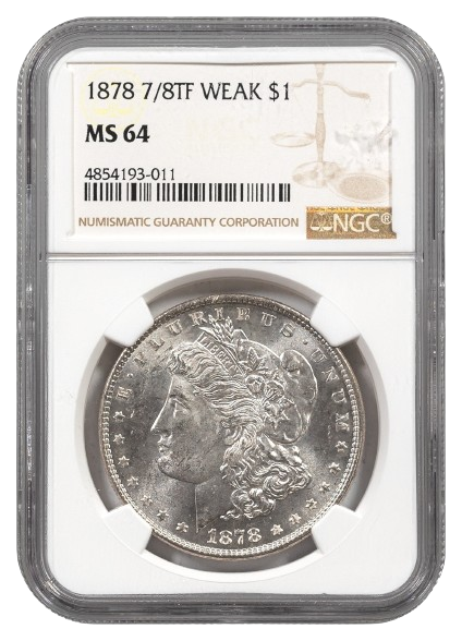 1878 8 Tail Feathers Morgan $1 NGC MS64 Weak