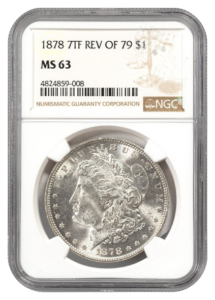 1878 7 Tail Feathers Rev 1879 Morgan $1 NGC MS63