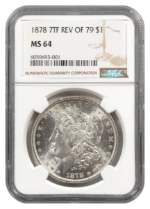 1878 7 Tail Feathers Rev 1879 Morgan $1 NGC MS64
