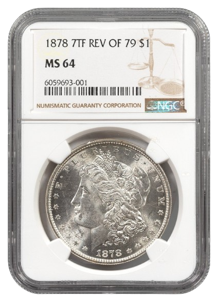 1878 7 Tail Feathers Rev 1879 Morgan $1 NGC MS64