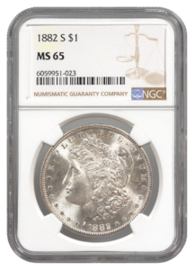 1882-S Morgan $1 NGC MS65