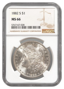 1882-S Morgan $1 NGC MS66