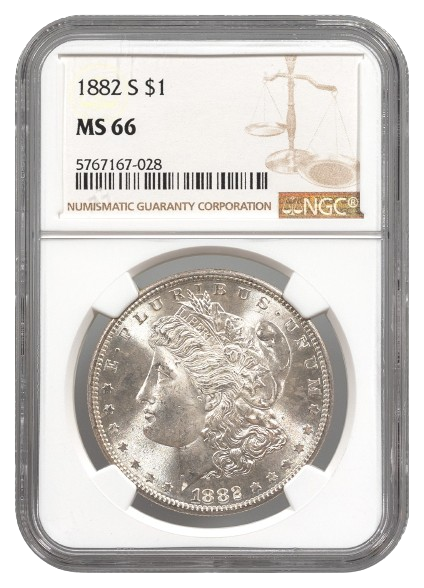 1882-S Morgan $1 NGC MS66