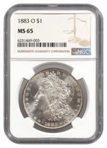 1883-O Morgan $1 NGC MS65